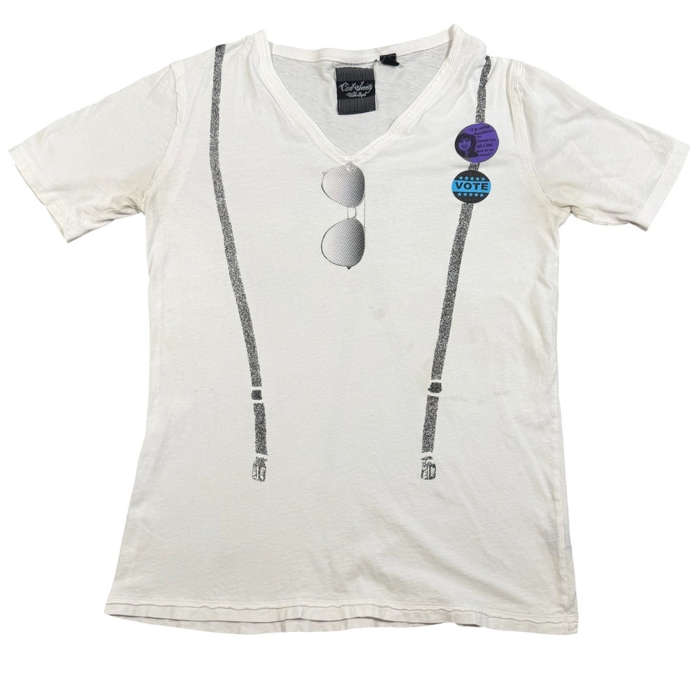 Civil‎ Society T-Shirt Mens Medium White Suspenders Sunglasses Graphic Rare 2008